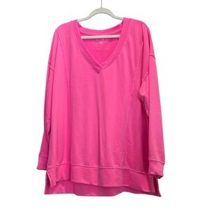 Livi Active Bright Pink V-Neck Sweatshirt